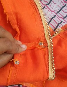Orange Blouse with Triangle Pattern