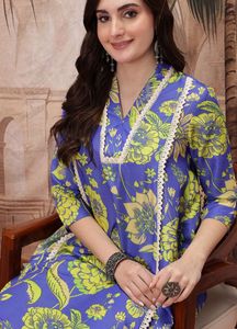 Sangria Floral Print Kurta Set Suit