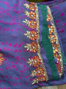 Embroidered Purple & Pink Sari