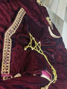 Brand New Maroon Velvet Lehenga Skirt Upto 8-⁹ Yrs