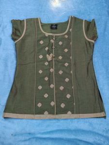 Olive Green Short Kurti