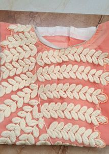 Peach Colour Embroidered Kurta