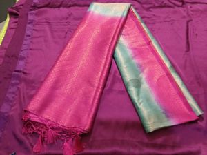 Elegant Pink & Blue Saree