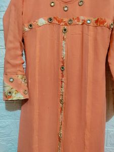 Coral mirror-detail dress