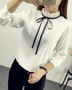 H&amp;M CREPE BLOUSE TOP SHIRT WHITE BLACK YOKE