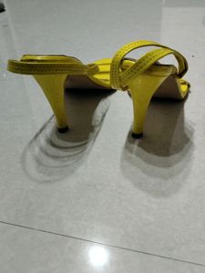 Stalk Yellow Kitten Heel Sandals