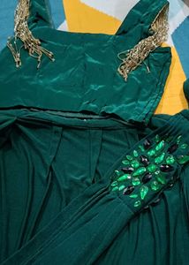 Emerald Green Embellished Ready to Wear Saree