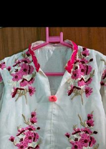White Floral Embroidered Anarkali