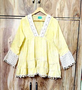 Light Yellow Cotton Top Bust Size-36-38