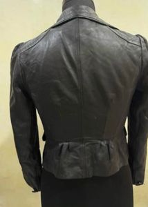 Y2k Fitted Cropped Black Leather Jacket Blazer