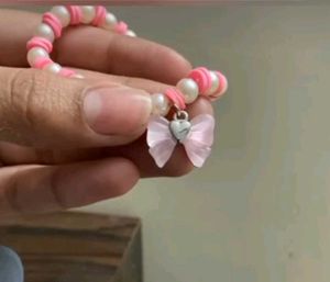 Pink Bow Pearl Bracelet