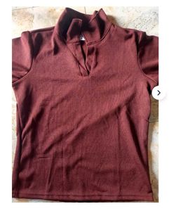 Brown Ribbed Long Sleeve Top