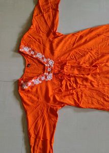 Orange Embroidered Kurta Set