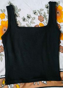 Classic Black Square-Neck Crop Tank | Brand New