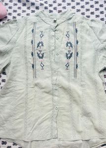 Embroidered Green Kurta
