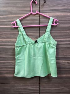 Cute Green Lace Trimmed Tank Top