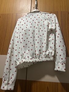 Heart Print Long Sleeve Top Size M