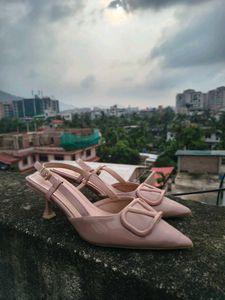 Pinkish Nude Elegant Kitten Heels Pointed Shoes