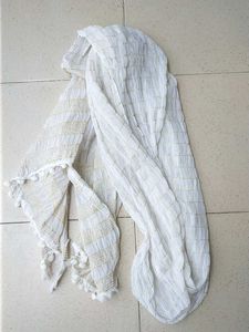 White Textured Dupatta with Tassels