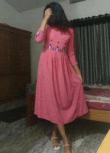 Pink Embroidered Kurta Dress