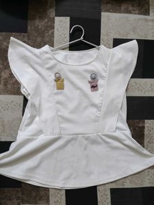 White Crop Top With Unique Pattern