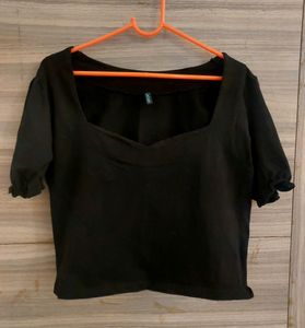 CATION Black Sweetheart Neckline Blouse