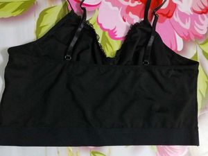 (1097)Black Lace Trim Tank Top - 1XL