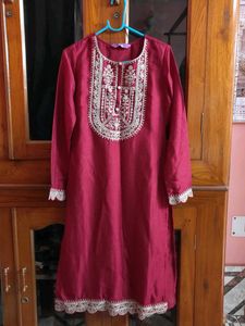 Elegant Maroon Embroidered Kurti