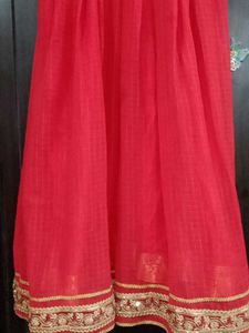 Elegant Red Gown with Rose Flowers