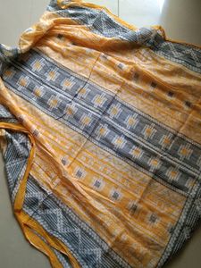 Grey Cotton Suit With Pant Plazzo &amp; Dupatta