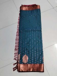 Sea Blue Emboss Silk Saree...