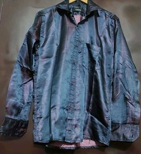 Navy Blue Shining Partywear Shirt For 40 Chest