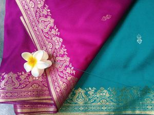 Elegant Pink & Teal Saree