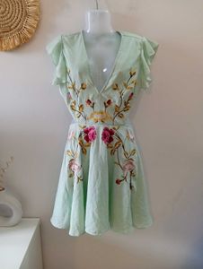 ASOS Mint Embroidered Mini Dress