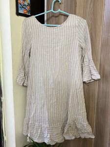 Striped Ruffle Hem Backless Dress