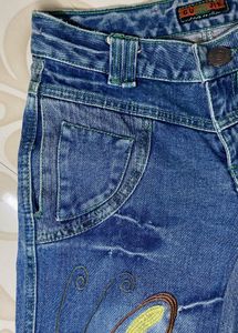 Butterfly embroidery Denim Pants