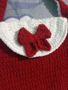 Crochet Bow Purse - Red and White