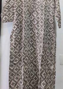 Grey Block Print A Line Kurti