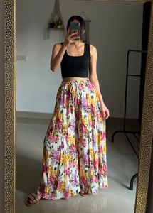 Multi Floral Print Pleated Palazzo