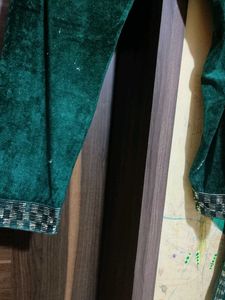 Green Velvet Kurta Set