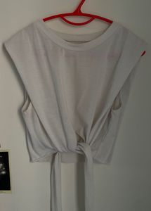 Plain White Tie Crop Top