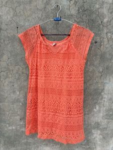 Coral Lace Top