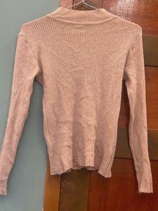 Ribbed Knit Mock Neck Top