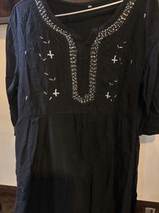 Black Embroidered Kurta With Bottom