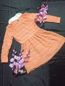 Vintage Dark Peach Lace Dress with collar