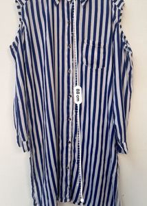 Blue &amp; White Striped Shirt Dress