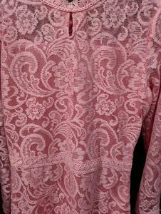 Pink Lace Long Sleeve Dress