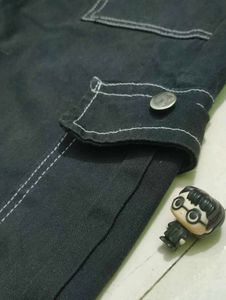 Black Cargo Pants with White Stitching