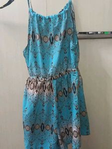 Blue Printed Romper for Women