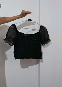 Chic Black Puff Sleeve Top